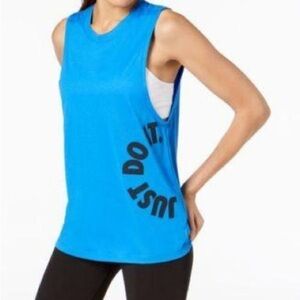 Nike Logo Detail Women's Neon Blue Sleeveless Muscle Tank size Medium